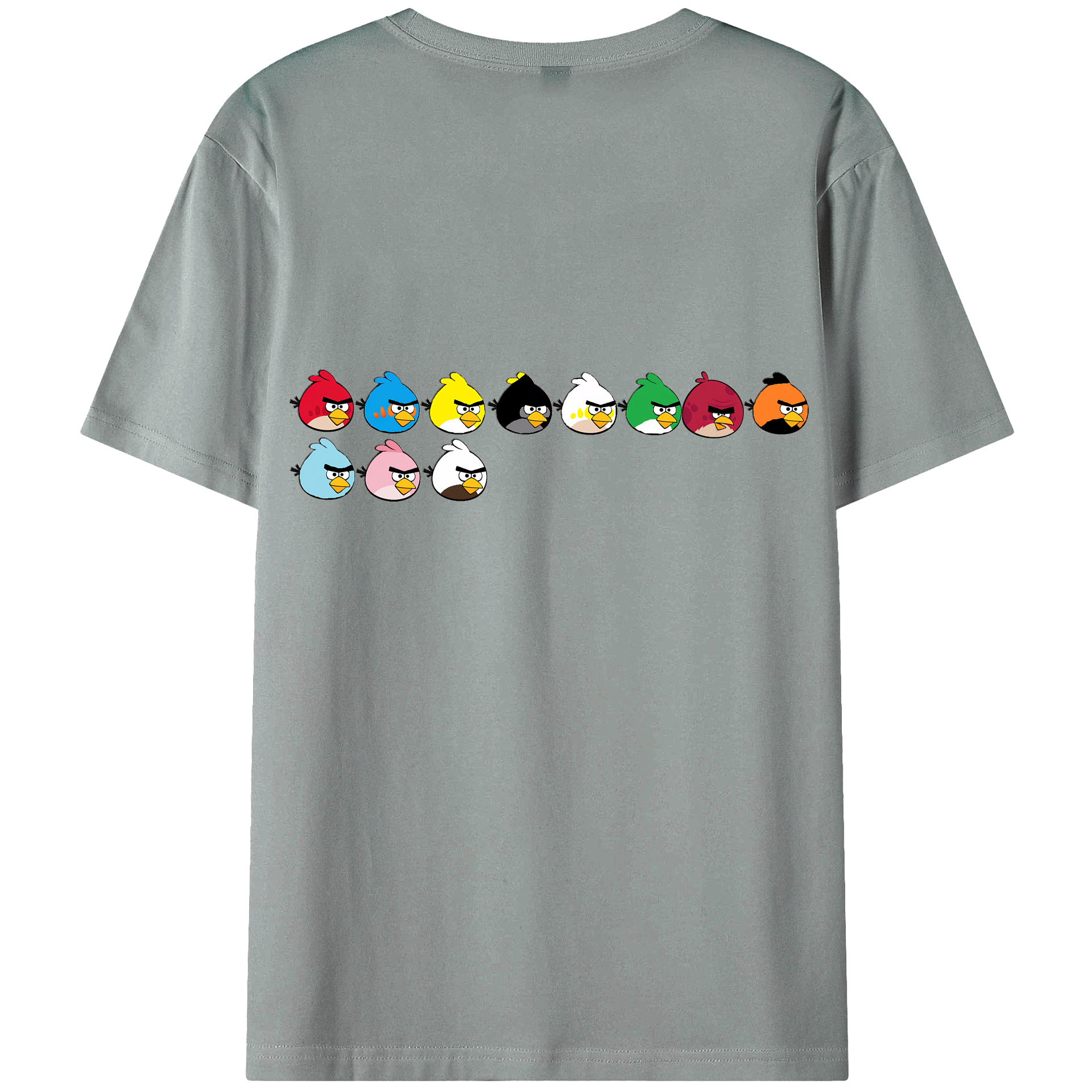 （画像用） Angry Birds アングリーバード 綿100％ メンズ半袖Tシャツ（バックプリント） 通気性